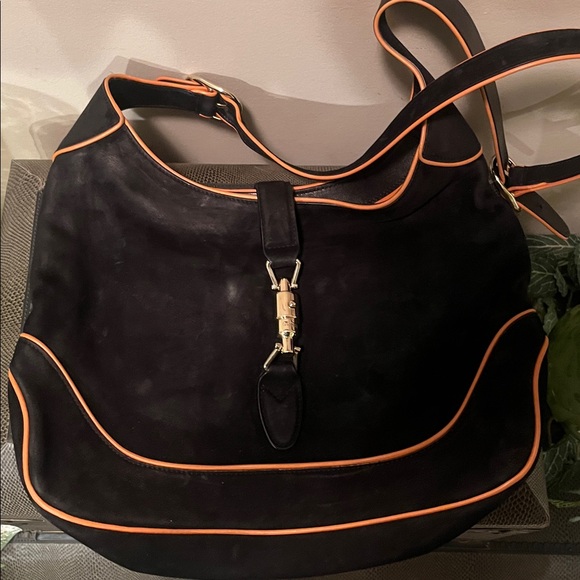 Authentic Gucci Jackie Black and orange suede hobo bag - Picture 2 of 11